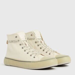 AllSaints Size 36 Women's High Top Beige Shoes Monogrammed Logo Laces